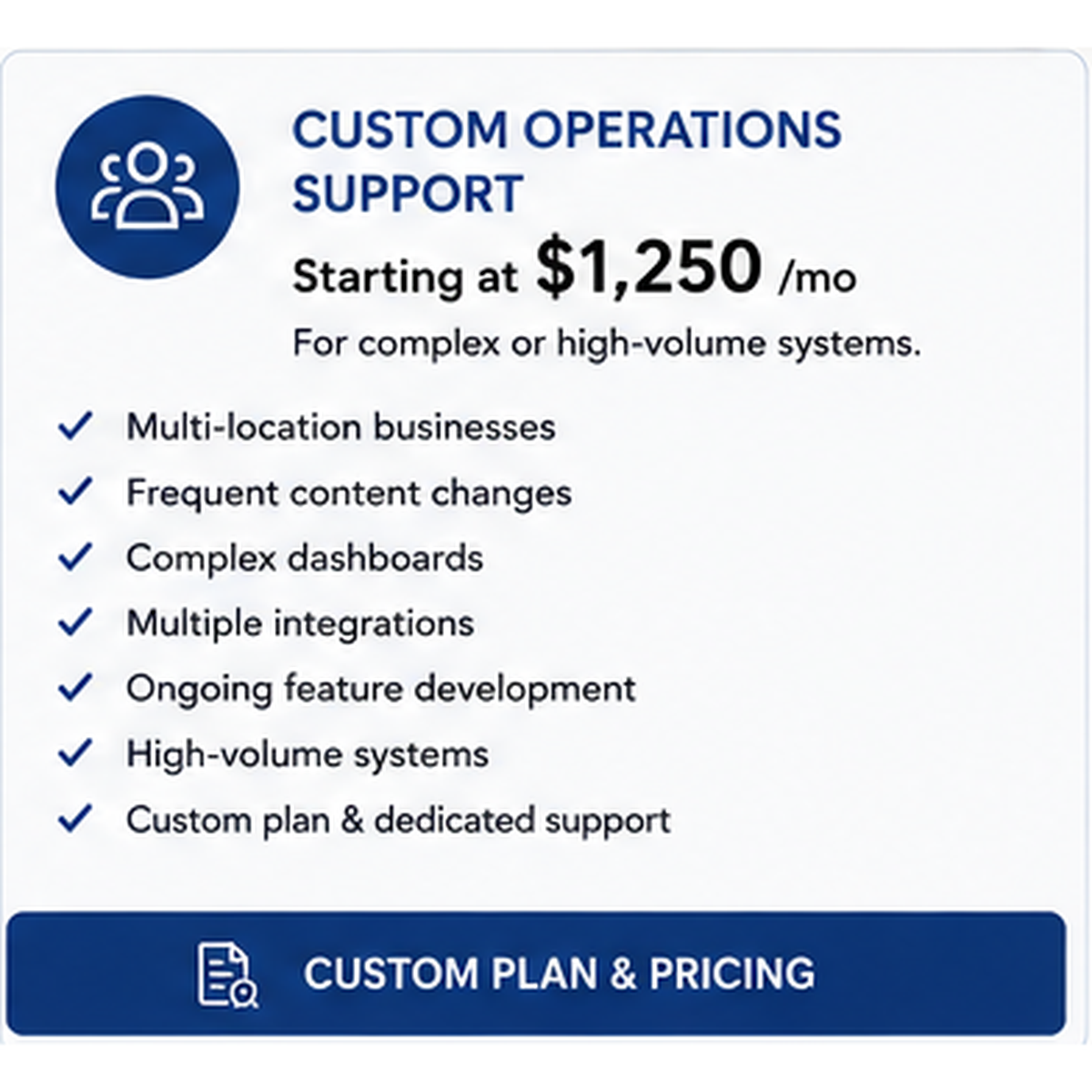 MONTHLY SUPPORT AND MAINTENANCE
