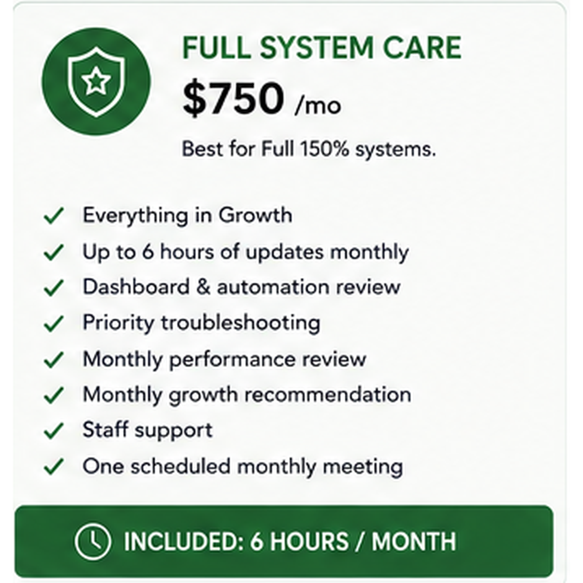 MONTHLY SUPPORT AND MAINTENANCE